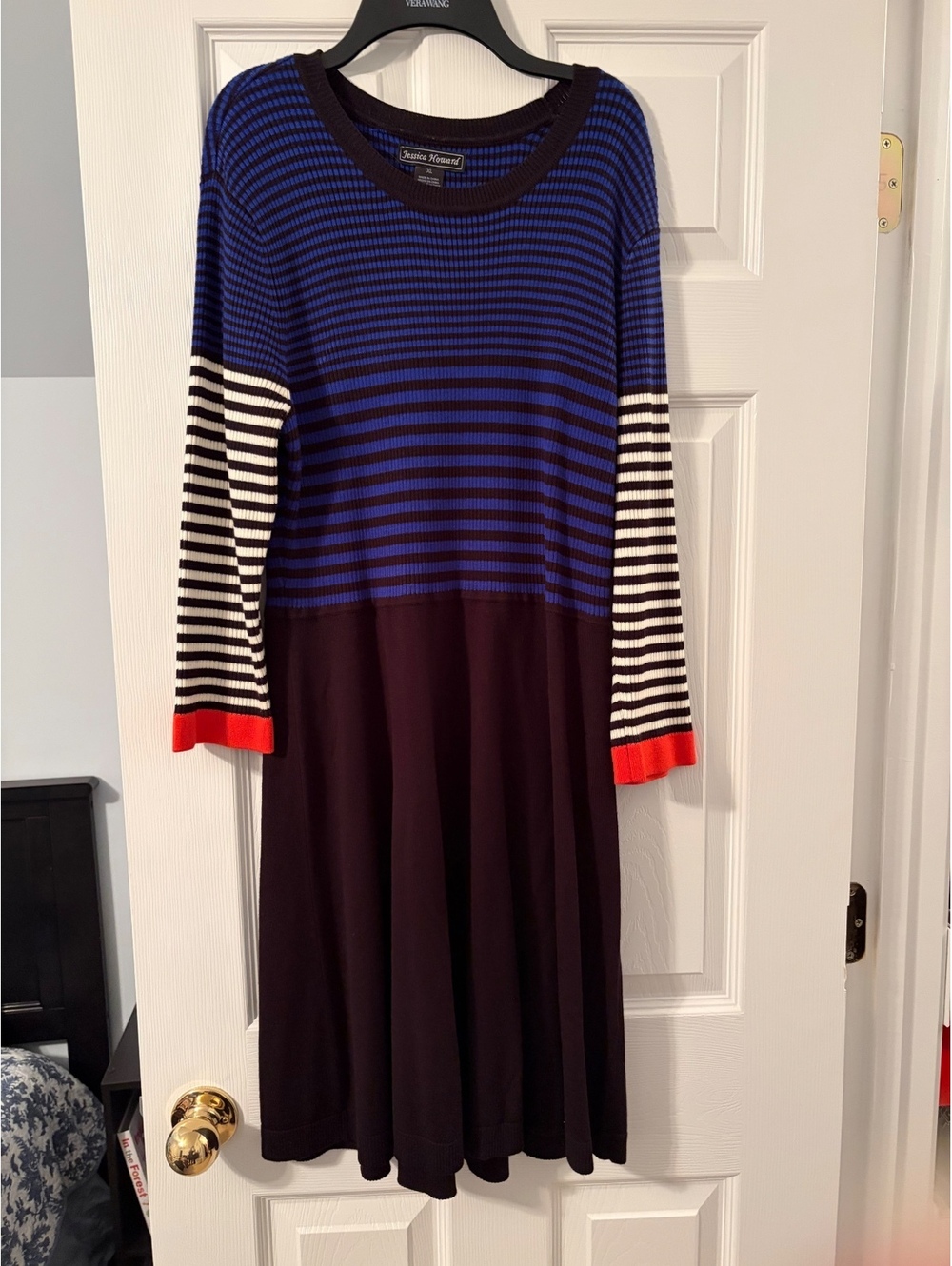 Jessica Howard Blue striped long sleeve sweater dress - XL